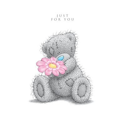 Bear with Flower - Just For You Birthday Card