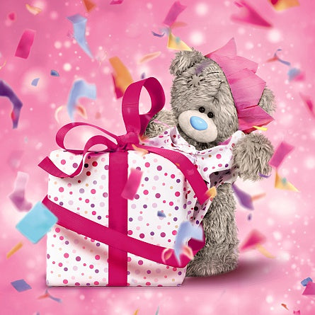 Bear Opening Gift Birthday Card (3D Holographic)