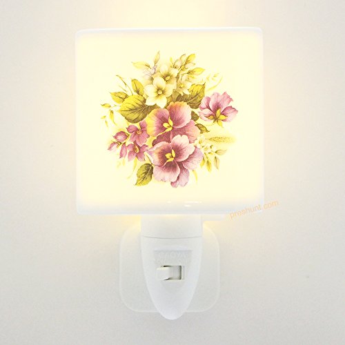 Night Light, Square face shaped - Summer Pansy Design
