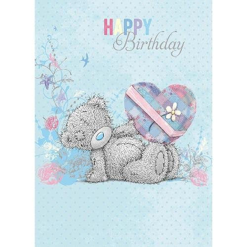 Bear with Heart shaped gift Birthday Card