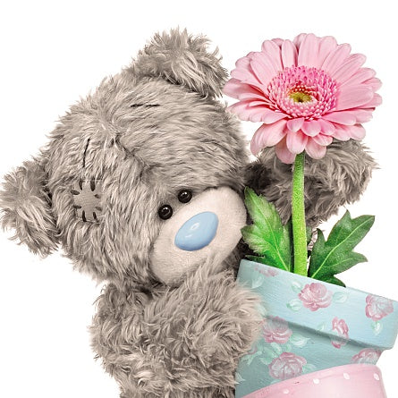 Bear with Flower Pot With Love Greetings Card (3D Holographic)