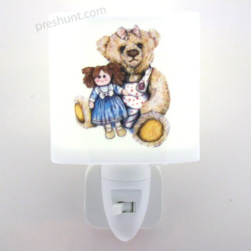 Night Light, Square face shaped - Teddy Bear with Doll Design
