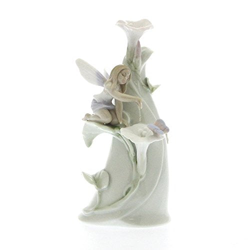 Pixie on Flowering Tree Stump Glazed Figurine and working bell