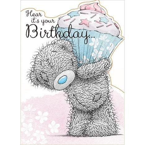 Bear carrying Large Cupcake - Birthday Card