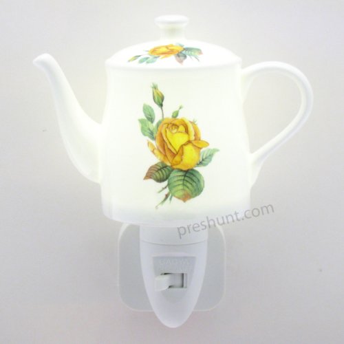 Night Light, Coffee Pot shape - Golden Rose Floral Design