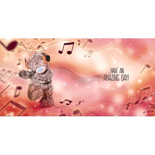 Bear with Headphones Birthday Card (3D Holographic)