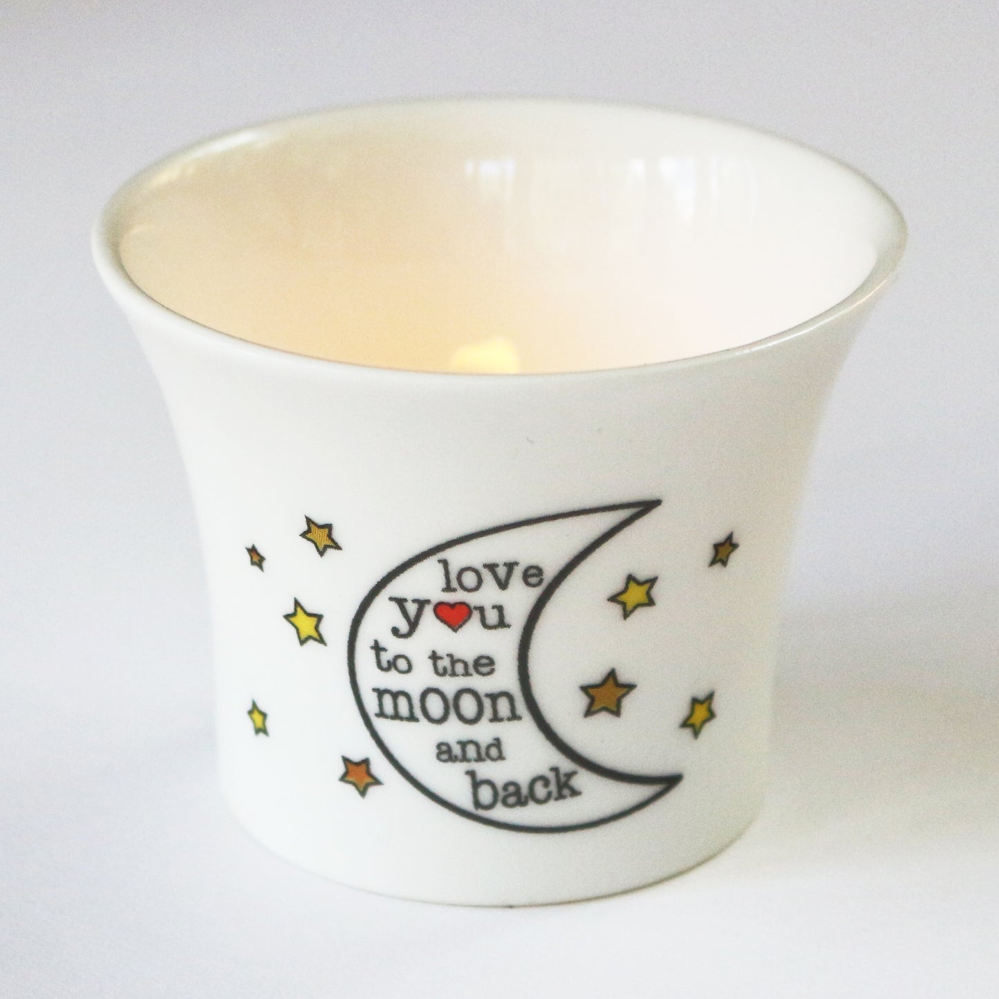 Bone China Tea Light Holder - Love you to the Moon and Back