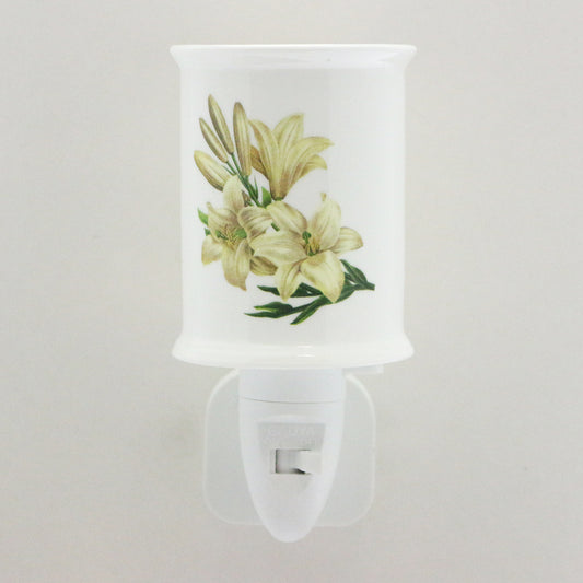 LED Ceramic Night Light - Cream Lillies Design